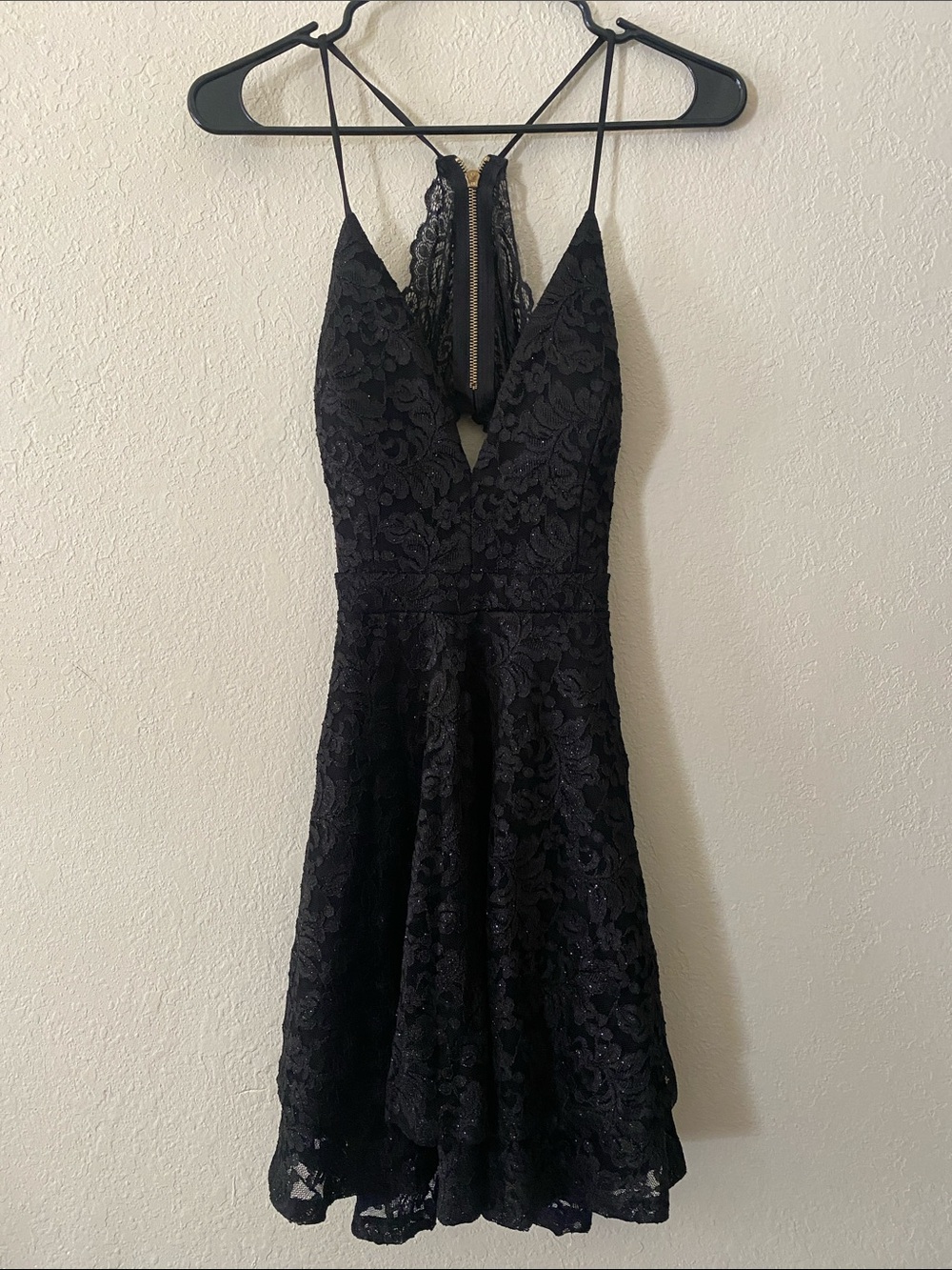 Emerald Sundae Black Lace V-Neck Mini Dress - Picture 3 of 13